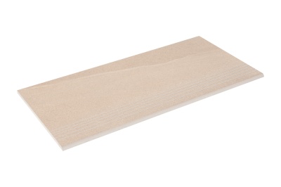 Ступенька из керамогранита Zeus Ceramica Calcare Beige SZRXCL3BRNQ Эко 600х300х9,2 мм бежевая, под камень, матовая, с противоскользящими прорезями