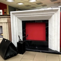 Портал для камина Bravo Ницца Polaris + Nero Marquina мрамор белый/черный прямой