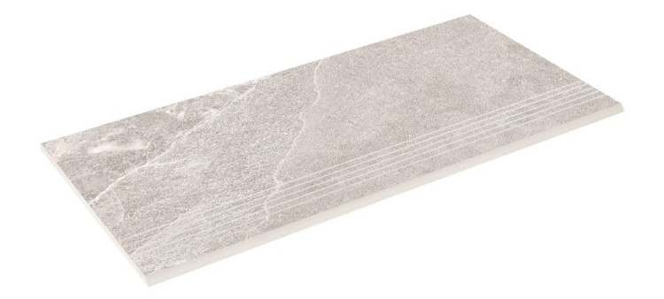 Ступенька из керамогранита Zeus Ceramica Kalakito Ivory SZRXKA1BRNQ Эко 600х300х9,2 мм бежевая, под камень, матовая, с противоковзскими прорезями