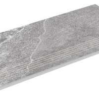 Ступенька из керамогранита Zeus Ceramica Kalakito Grey SZRXKA8BRNQ Эко 600х300х9,2 мм серая, под камень, матовая, с противоскользящими прорезями