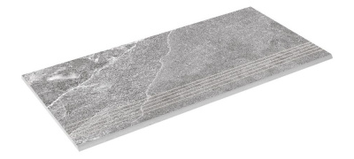 Ступенька из керамогранита Zeus Ceramica Kalakito Grey SZRXKA8BRNQ Эко 600х300х9,2 мм серая, под камень, матовая, с противоскользящими прорезями