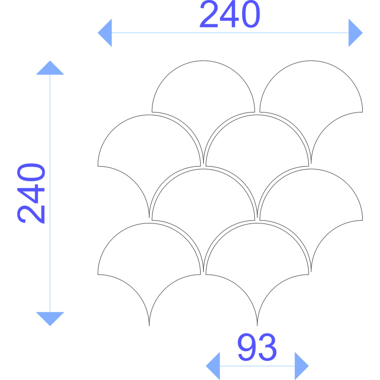 Мозаїка керамічна Kotto Ceramica SCALES SC 6023 Ivory 240x240x9 (93 x 87) 0,037 м2