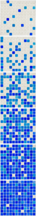 Мозаика стеклянная АкваМо MX25-1-01-2-02-03 бело-голубая растяжка градиент 1912x317x4 мм на бассейн колонну