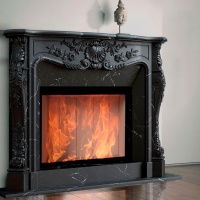 Портал для камина Bravo Нью-Йорк Nero Marquina Antique мрамор черный прямой