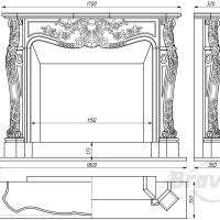 Портал для камина Bravo Нью-Йорк Nero Marquina Antique мрамор черный прямой