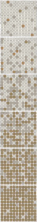 Мозаика стеклянная АкваМо MX25-1-01-19-20 бежево-белая растяжка градиент 1912x317x4 мм в бассейн хамам ванную
