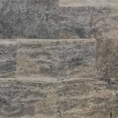 Плитка из травертина Silver vein cut Filled and Honed 1,2х30,5х61 см, серая матовая заполненная шлифованная Export