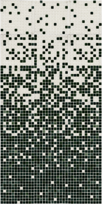 Мозаика стеклянная АкваМо MX25-1-01-2-12-13-14 бело-зеленая растяжка градиент 1912x317x4 мм в бассейн ванную