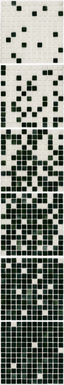 Мозаика стеклянная АкваМо MX25-1-01-2-12-13-14 бело-зеленая растяжка градиент 1912x317x4 мм в бассейн ванную