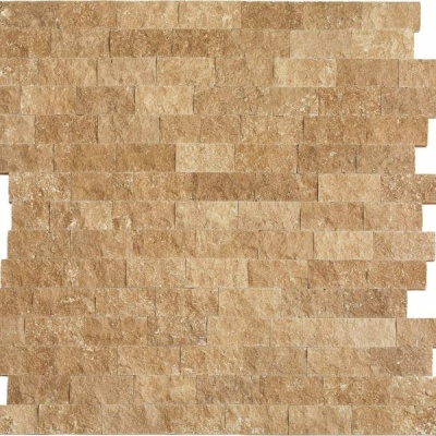 Плитка из травертина Noce Split Face 2.1х5см х FL (свободная длина), коричневая с колотой поверхностью Export