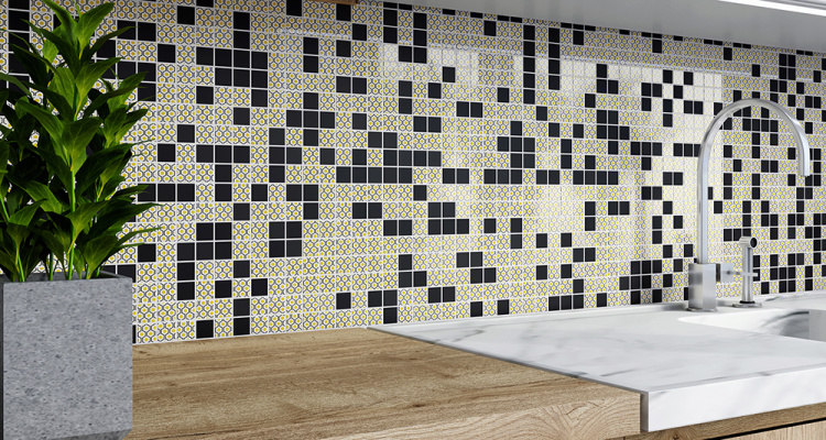 Мозаїка скляна Kotto Ceramica GMP 0825002 С2 print 2/black mat 300 x 300 х 8 ( 25 х 25 )