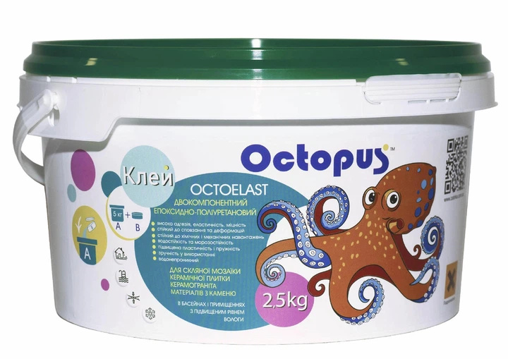 Клей Octoelast двухкомпонентный эпоксидно-полиуретановый 2,5 кг Octopus