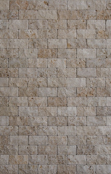 Плитка из травертина Light Split Face and Tumbled 2.1х5см х FL (свободная длина), бежевая с колотой состаренной поверхностью Export