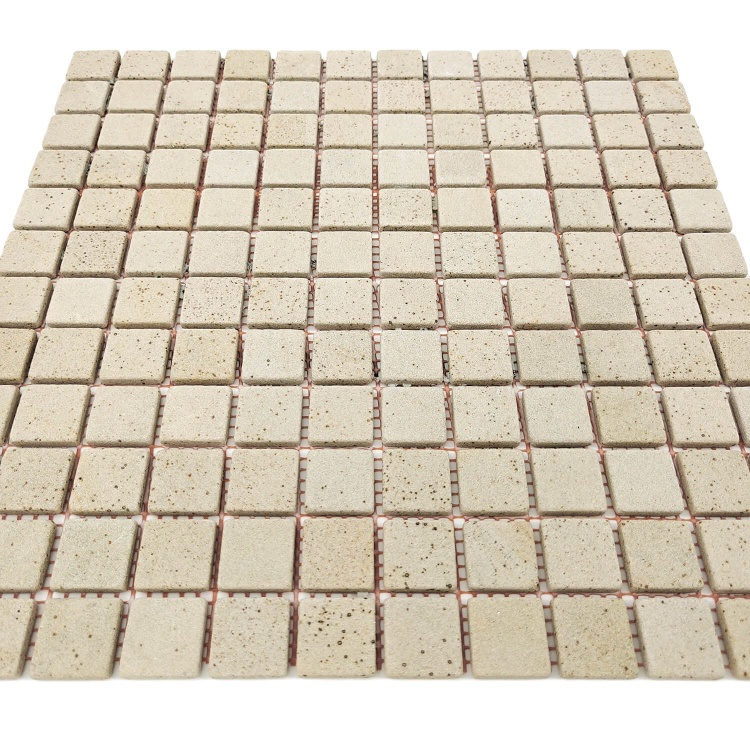 Мозаика каменная KrimArt МКР-2СВ Песчаник Крем бежевая 305x305x6 мм для фасада колонн спа забора и террасы