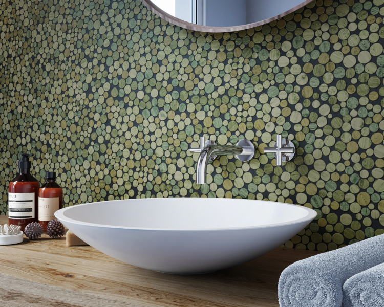 Мозаика из керамогранита Kotto Ceramica MI7 14300703C Terra Verde 300 x 300 х 10 (круг d 14-30)