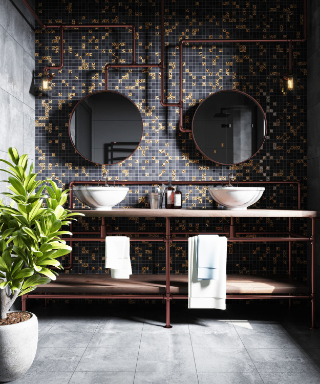 Мозаика стеклянная Kotto Ceramica GMP 0825043 С2 print 41/black mat   300 x 300 х 8   ( 25 х 25 )