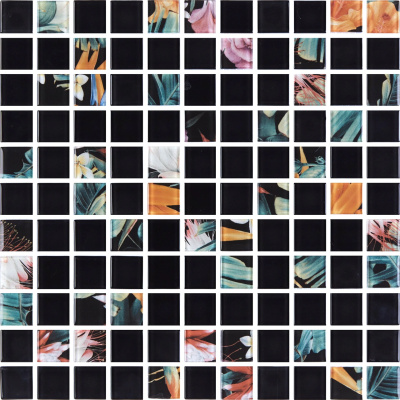 Мозаїка скляна Kotto Ceramica GMP 0825047 С2 print 44/black mat 300 x 300 х 8 ( 25 х 25 )