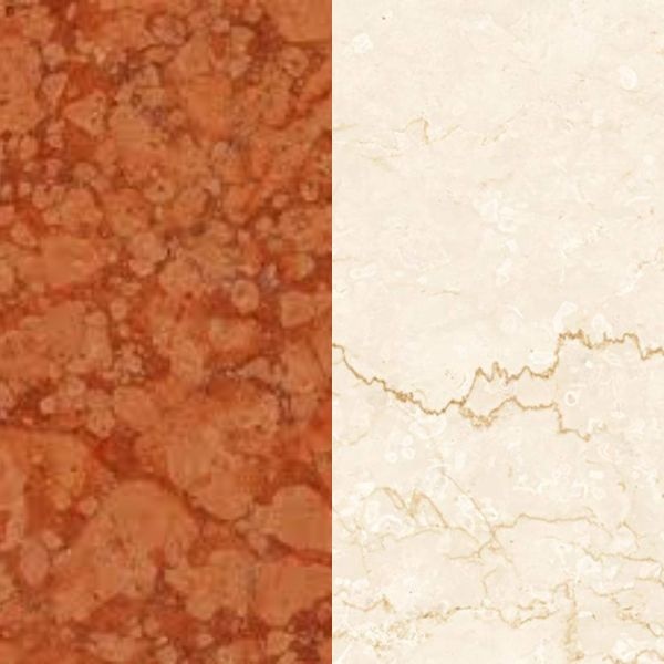 Портал для камина Bravo Болония Rosso Asiago + Botticino мрамор красный/бежевый прямой