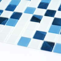 Мозаика стеклянная Kotto Ceramica GMP 0425018 С3 print 19/blue D mat/white mat   300 x 300 х 4    ( 25 х 25 )