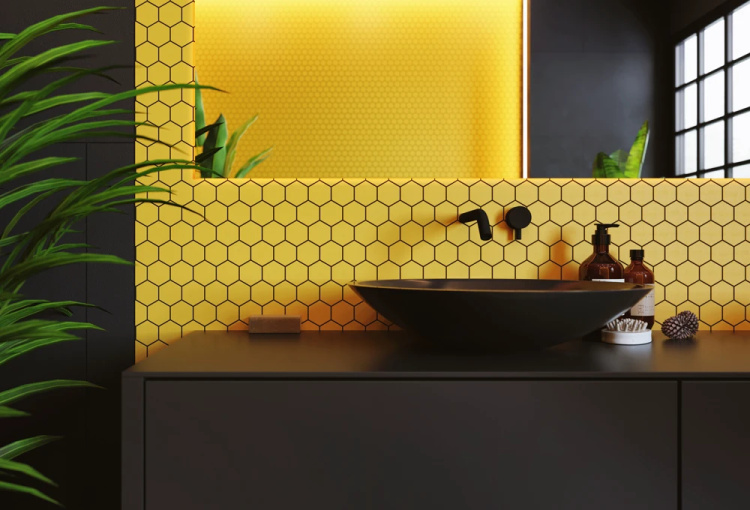 Мозаика керамическая Kotto Ceramica HEXAGON H 6025 Dark Yellow  295 х 295 х 9