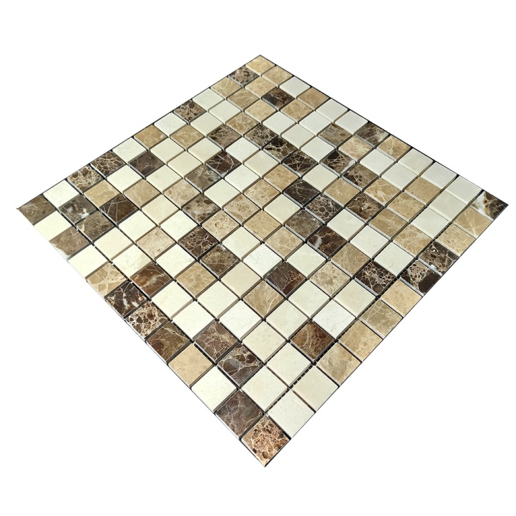 Мозаїка з мармуру Полірована МКР-2П (23x23) Emperador Dark + Emperador Light + Crema Marfil
