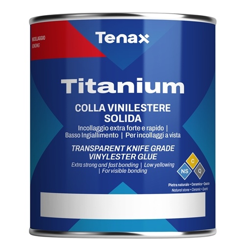 Клей винилэфирный Tenax Titanium extra clear экстра-прозрачный 1 л, густой жаростойкий для камней, керамики