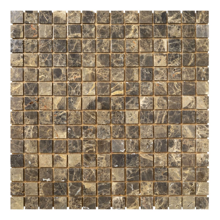 Мозаика из мрамора D-CORE ZM-8810P Emperador Dark 20x20x4 (305x305) мм глянцевая на бумаге