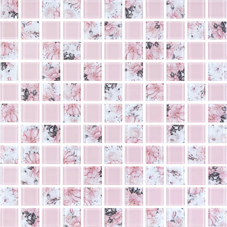 Мозаика стеклянная Kotto Ceramica GMP 0825008 С2 print 8/pink w   300 x 300 х 8   ( 25 х 25 )
