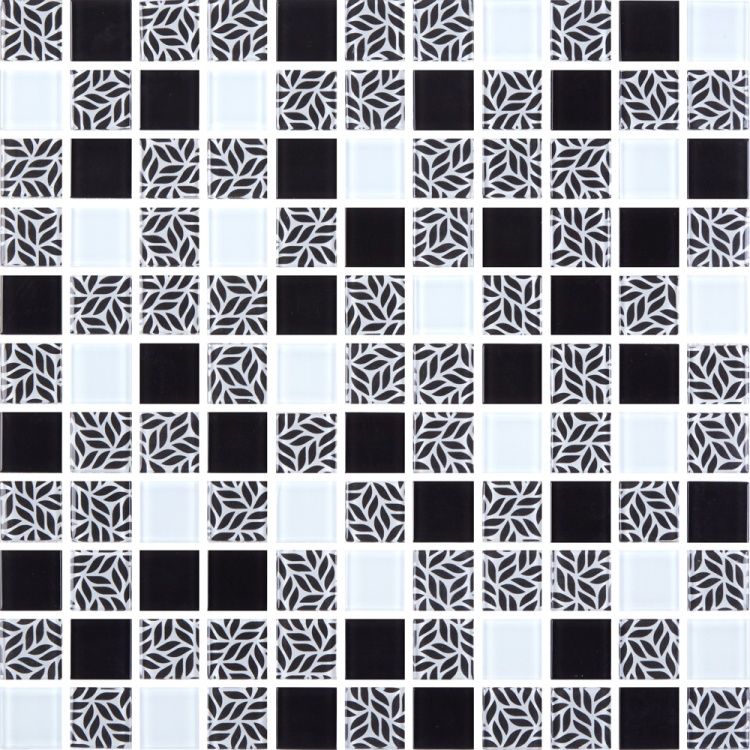 Мозаика стеклянная Kotto Ceramica GMP 0825011 С3 print 10/black/white   300 x 300 х 8   ( 25 х 25 )