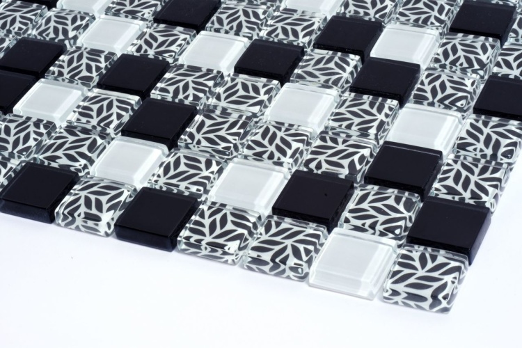 Мозаика стеклянная Kotto Ceramica GMP 0825011 С3 print 10/black/white   300 x 300 х 8   ( 25 х 25 )