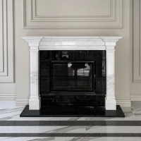 Портал для каміна Bravo Стокгольм Volakas + Nero Marquina мармур білий/чорний прямий