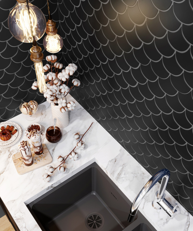 Мозаїка керамічна Kotto Ceramica SCALES SC 6022 Graphite Black 240 x 240 x 9 (0,037 m.2)