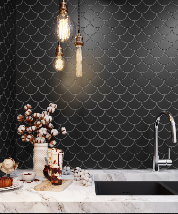 Мозаїка керамічна Kotto Ceramica SCALES SC 6022 Graphite Black 240 x 240 x 9 (0,037 m.2)