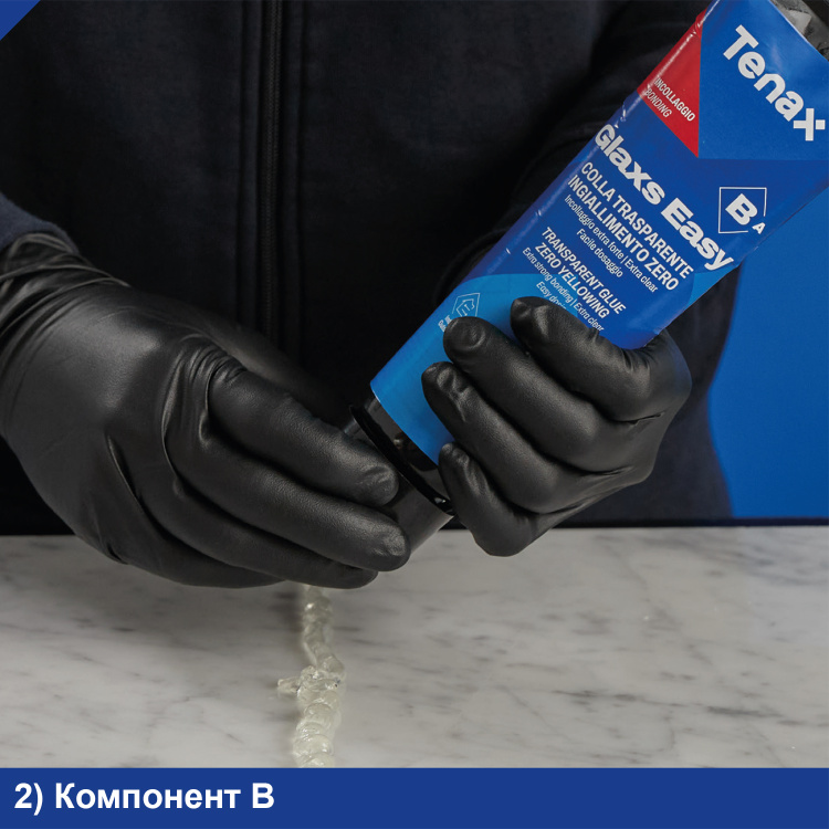 Клей эпоксидный Tenax Glaxs Easy A+B прозрачный 600 г нежелтеющий для камня кварца керамики