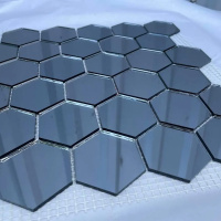 Мозаика зеркальная DecorStoneHub Zs-hex-G графитовая 304х303 мм шестиугольник для оформления каминов
