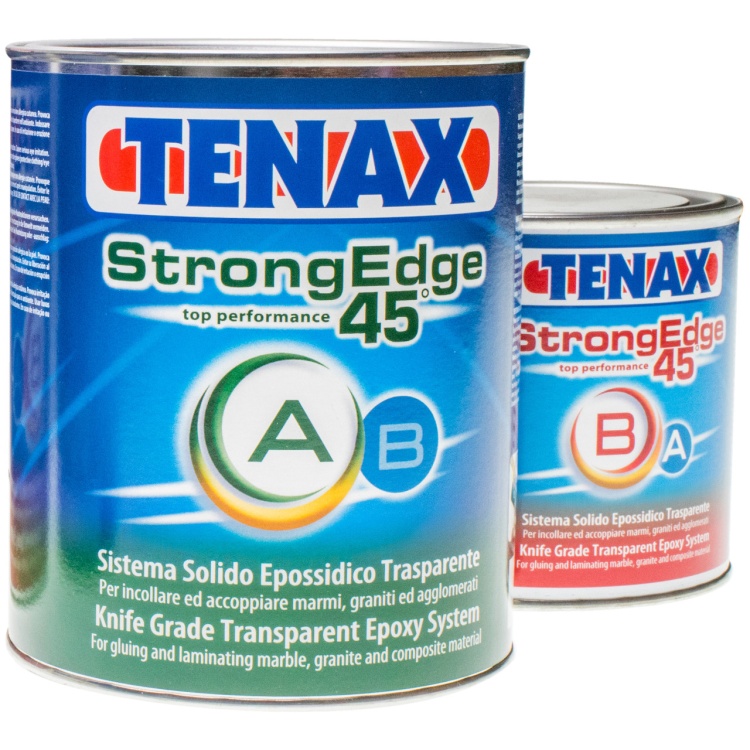 Клей эпоксидный Tenax StrongEdge A+B прозрачный 1,5 л густой для углового склеивания камня керамики кварца