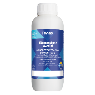 Очиститель Tenax Booster Acid 1 л, кислотный от накипи, известкового налета, строительных и органических загрязнений