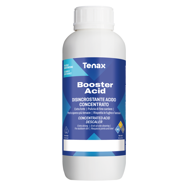 Очиститель Tenax Booster Acid 1 л, кислотный от накипи, известкового налета, строительных и органических загрязнений