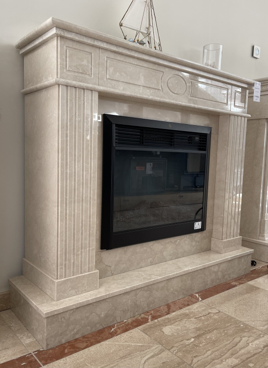 Портал для камина Bravo Оскар Botticino мрамор бежевый прямой