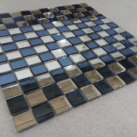 Мозаика зеркальная DecorStoneHub Zs-mix-ZG серебристо-графитовая 330х330 мм шахматный орнамент в бар