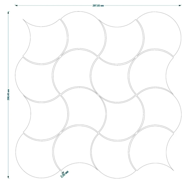 Мозаика керамическая Kotto Ceramica SCALES SC X 6001 Flora Grey 300 x 300 x 9  ( 93 x 87 ) 0,075 м2