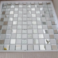 Мозаика зеркальная DecorStoneHub Zs-mix-ZS серебристая с сатином 330х330 мм шахматный узор на стену