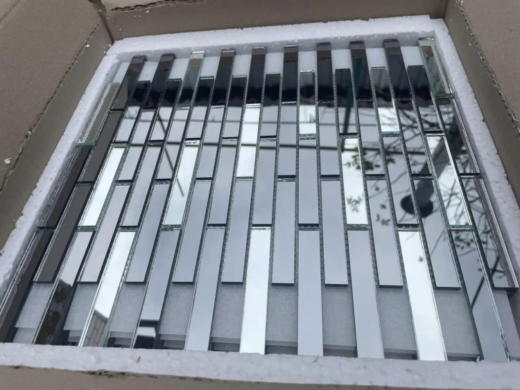 Мозаика зеркальная DecorStoneHub Zs-stik-GS графитовая с сатином 338х320 мм стик для спальни и кухни