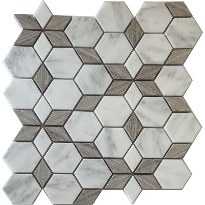 Мозаїка Mozaico de Lux S-MOS SPTH2840-207R-8 Wood+White 26,0x30,0 см