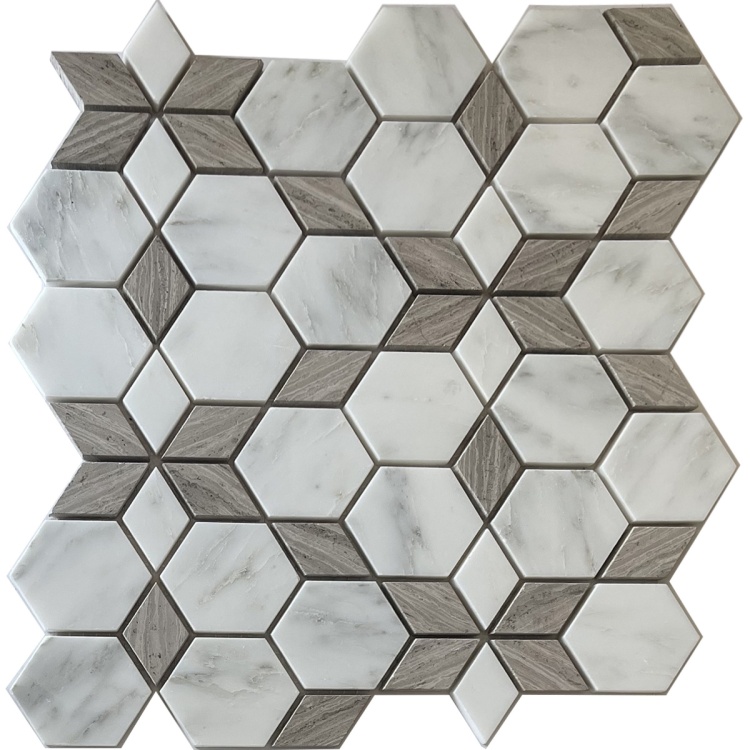 Мозаика Mozaico de Lux S-MOS SPTH2840-207R-8 Wood+White 26,0x30,0 см