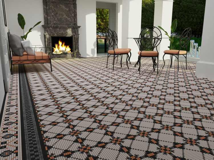 Мозаїка з керамограніту Kotto Ceramica MI7 K060702 Lviv Legends фриз Lapislazzuli/Nero